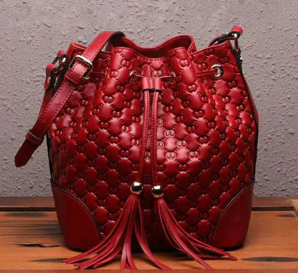 Chic Vintage Leather Bucket Bag