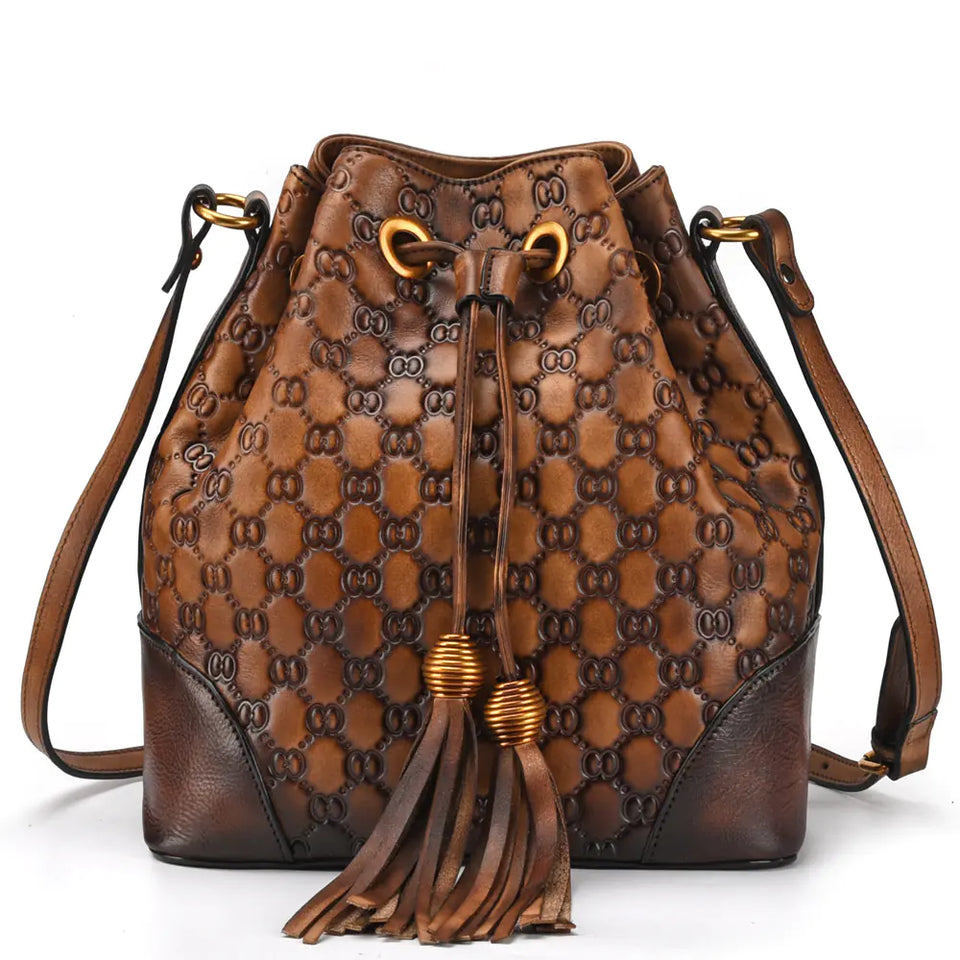 Chic Vintage Leather Bucket Bag