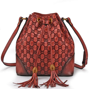 Chic Vintage Leather Bucket Bag