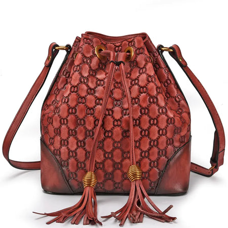 Chic Vintage Leather Bucket Bag