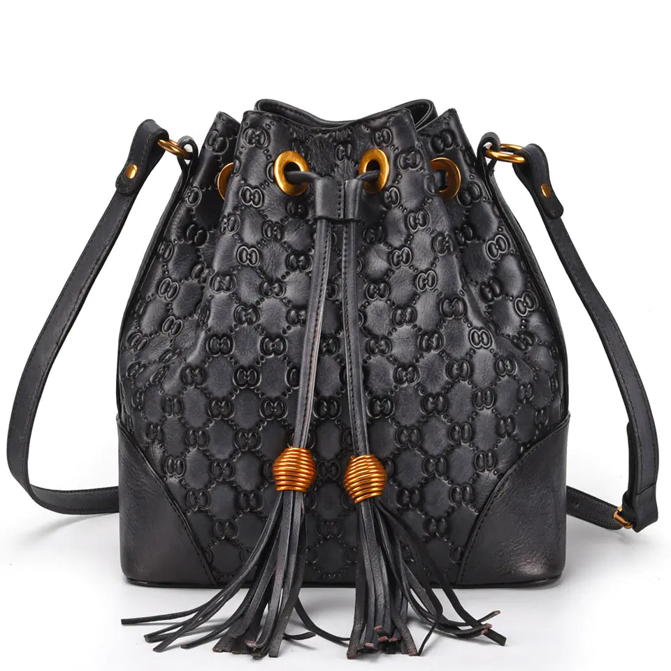 Chic Vintage Leather Bucket Bag